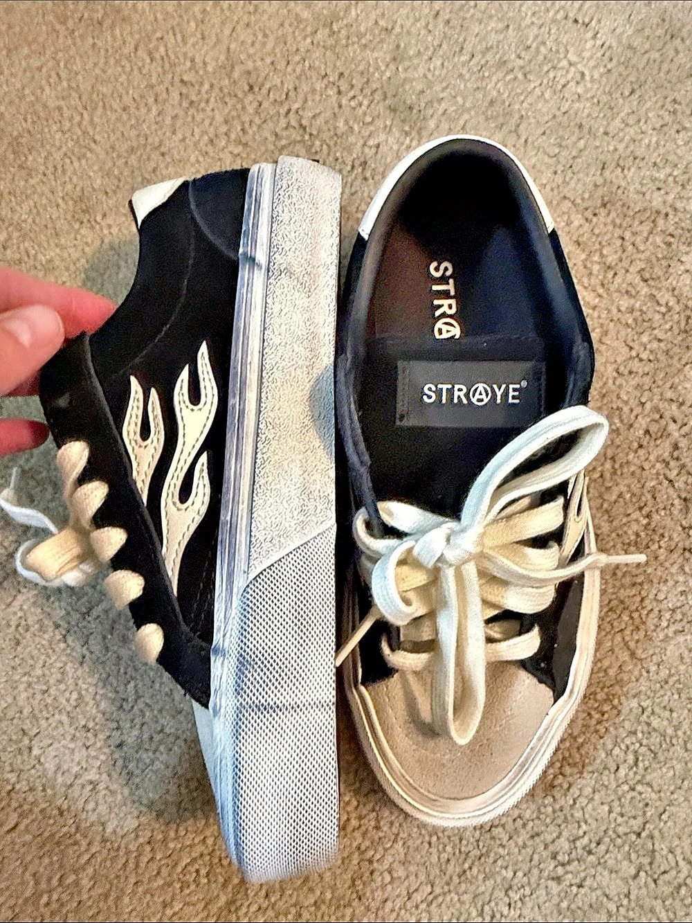 STRAYE Logan Flame Black & White Suede Sneakers Black & White US 5